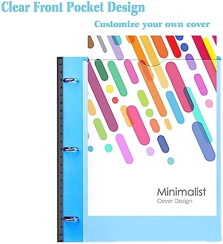 INFUN All-in-one Telescoping Binder Notebook - 2PCS, Refillable 3 Ring Notebook Binder with 1 plastic movable pocket folder,5 plastic subject dividers and graph paper and college ruled paper - Blue