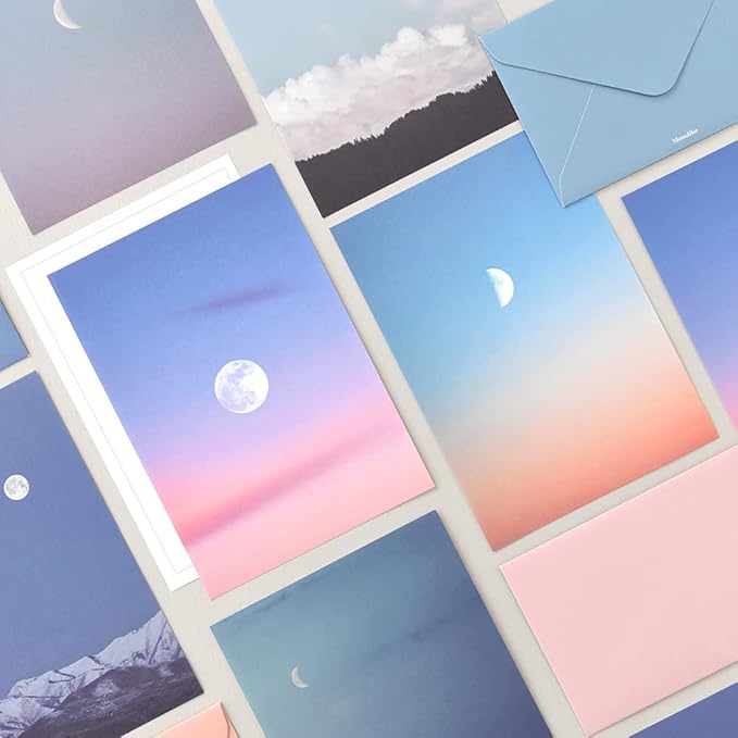 Monolike Photo, Moon Letter Paper and Envelopes Set - 8Type, 32 Letter Paper + 16 Envelopes