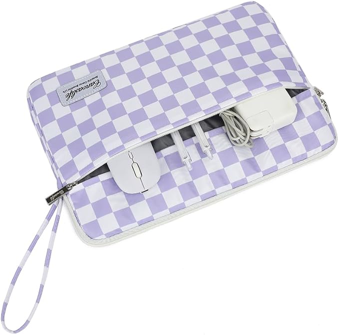 canvaslife 13.3-inch Notebook Computer, Shockproof, Waterproof and Protective Travel Notebook Computer case, Suitable for 13-13.3-inch Notebook Computer Cases (Purple Checker)