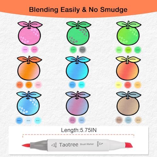 Taotree Alcohol Markers Brush Tip, 61 Colors Dual Tip Brush Markers Set