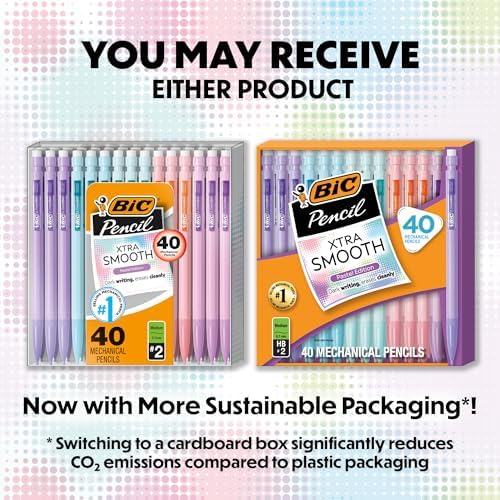 BIC Xtra-Smooth Pastel Mechanical Pencils with Erasers, Medium Point (0.7mm), Bulk Mechanical Pencils for School or Office Supplies, 40 Count (Pack of 2)