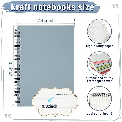 Fuutreo 6 Pack Spiral Notebook 10.5x7.45 Notebook,Pastel,Morandi