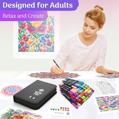 ZENO 72 Dual Tip Markers Set-C with Case – No-Bleed Art Markers for Adults – Fine & Brush Tips - Watercolor Pens for Journaling, Artists, and Creative Projects
