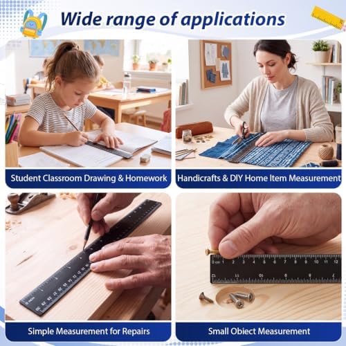 Eboot 20 Pack 12 in Clear Plastic Rulers for Classroom, School, Black