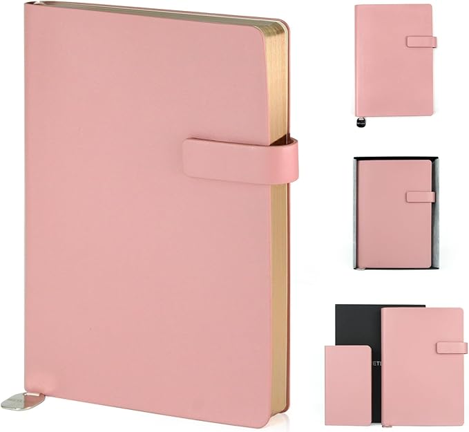 Softsided Notebook - 5.7"x 8.4" - upgraded texture, classic line design, paper for smooth writing, elegant hangtag detail, with box, perfect for both gift and personal use(Pink)