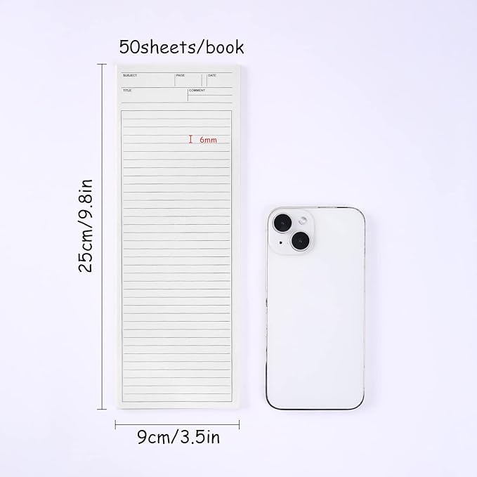 4 Pack Lined Paper Notebook, 9.8 × 3.5 inches Long Strip Notepad, Personalized Memo Pads for Planning, Tasks, Appointments, Reminders, Home, Office, 50 Sheets Per Note Pads (Lined)