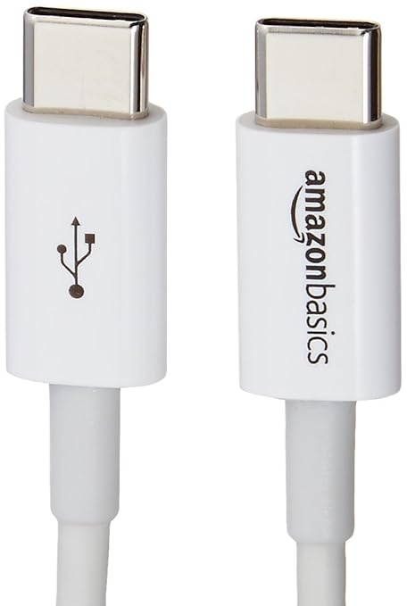 Amazon Basics USB-C to USB-C Fast Charger Cable, 480Mbps Speed, USB-IF Certified, for Fast Charging Apple iPhone 16/15, iPad, MacBook, Samsung Galaxy, Tablets, Laptops, 6 Foot, White