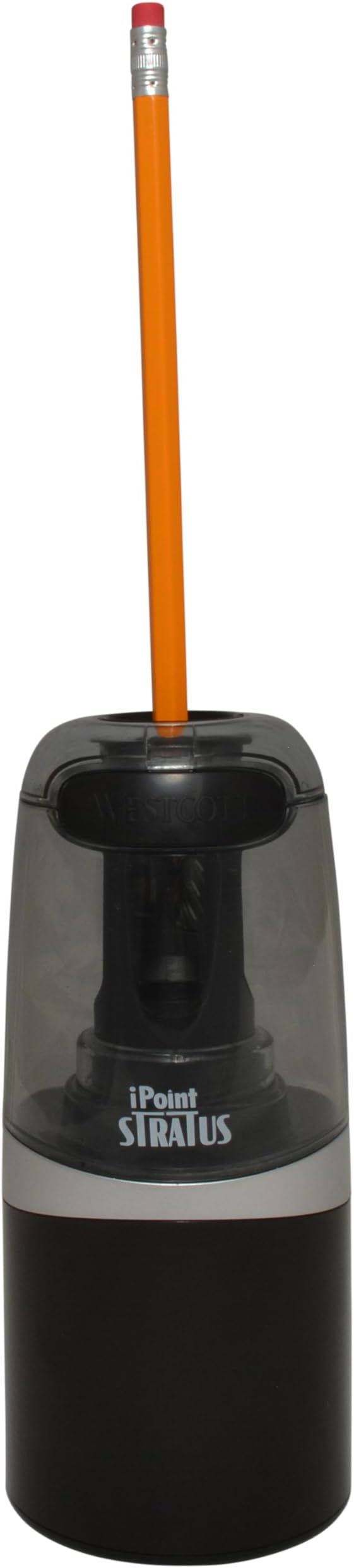 Westcott 17794 iPoint Stratus Battery Pencil Sharpener with Titanium-Bonded Blades and Pop-Top Canister for School, Office, and Home, Assorted Colors