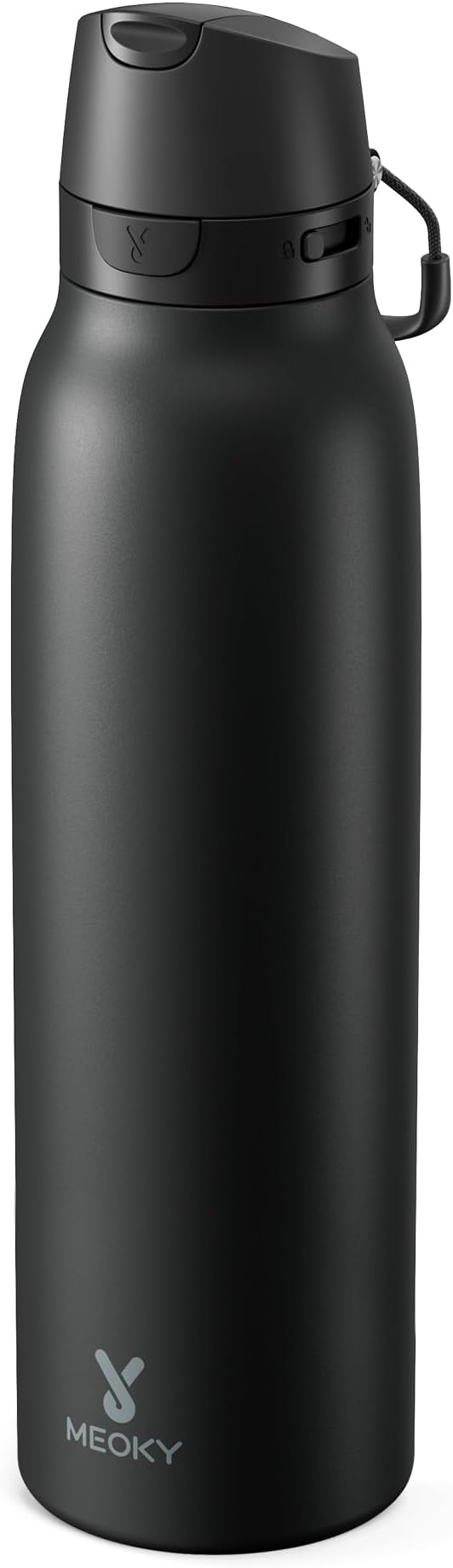 Meoky 24 oz Slim Insulated Water Bottle: 2-in-1 Locking Lid, Night | Leak Proof, Straw and Spout, 24 Hours Cold, Top Handle, BPA Free, Stainless Steel Water Bottle for Men Sports Travel Gym