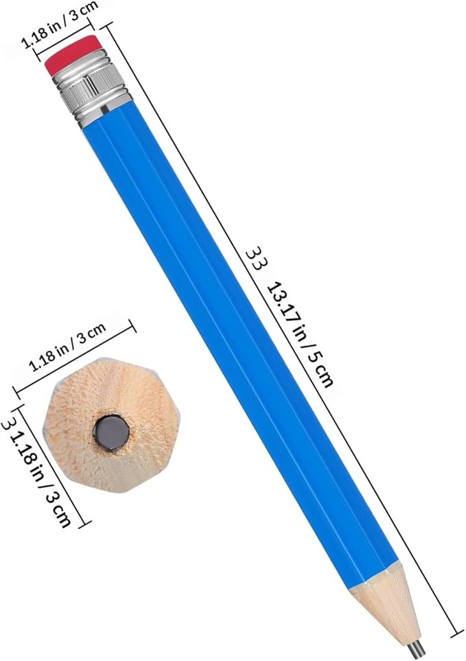 Didiseaon 2pcs Jumbo Wooden Pencils Extra Large Blue Writing and Drawing Pencils for Preschoolers Party Favors Novelty Stationery Props