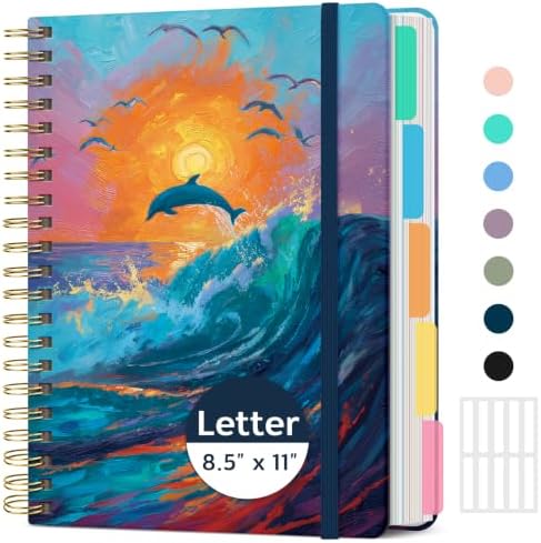 Taja Large Spiral Notebooks for Work 5 Subject with Removable Dividers