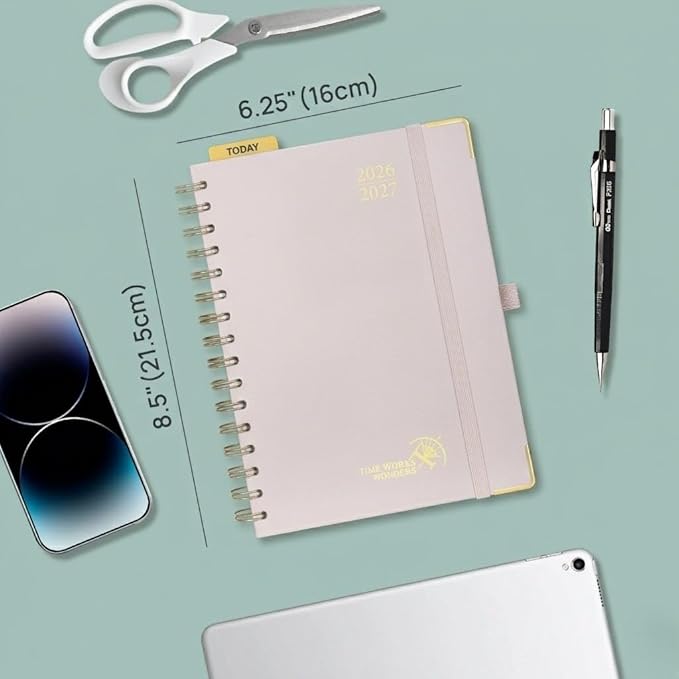 POPRUN 2026-2027 Monthly Planner, 18 Month Calendar (July 2026-Dec 2027), 6.25" x 8.5" A5 Spiral Hardcover Organizer with Dotted Note Pages, Professional Appointment Book for Business Office, Students & Teachers - Light Pink
