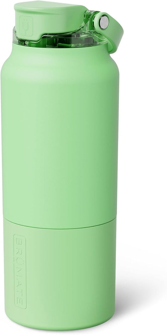 BrüMate Rise 35oz Water Bottle With 100% Leakproof Covered Silicone Straw | Insulated Stainless Steel Water Bottle With Removable Straw | Fast Flow | Soft Sip Silicone Spout | BPA-Free (Kiwi)