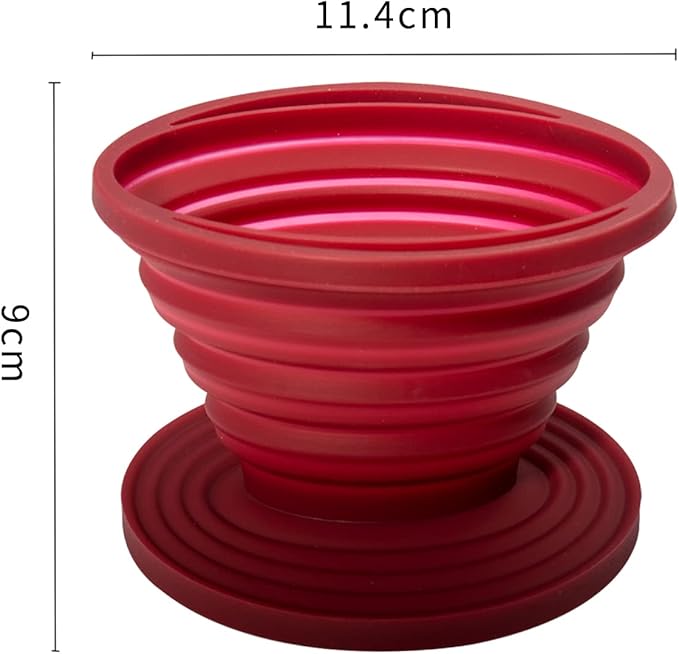 Collapsible Coffee Filter Rubber Coffee Maker Reusable Coffee Dripper For Hiking, Camping, Home, Office (Red)