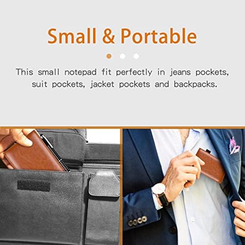 7 Pcs Small Pocket Notepad Holder Set, Pocket Notebook with pen for offices, schools, restaurants (Brown)