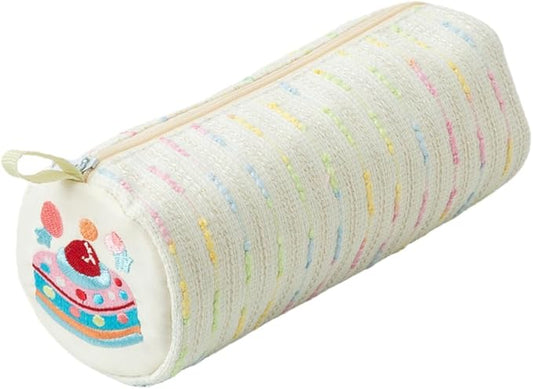 Pencil Case Pouch, Cute cartoon strawberry cake pencil case with versatile colorful lines and large capacity storage bag(White Circle)