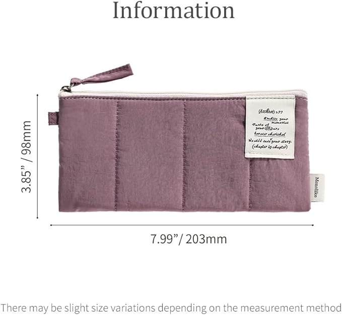 Monolike Archive247 Cushion Pencil Case, 04. Purple - Pencil Pouch, Portable Pencil Bag, Pencil Case, Office Pouch case, Cushion, Soft, Vintage
