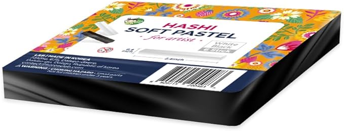 HA SHI Professional Soft Chalk Pastels for Adult Artists, Square Artist Grade Drawing Media, Black and White, 6 Sticks