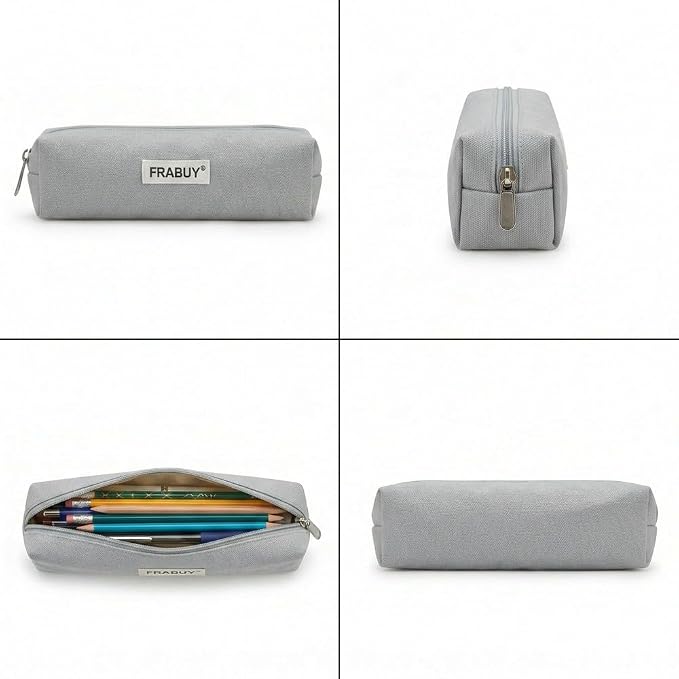 Canvas Pencil Case Pouch – Multipurpose Pen Bag Stationery | Heavy-duty canvas, smooth alloy zipper, cute organizer for girls and boys, ideal for stationery, cosmetics, tech gear
