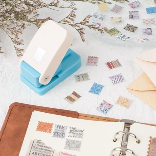 Mini Size Stamp Punch, 0.6x0.5 Inch MINI Postage Stamps Punch, Portable Lever Craft Hole Cutter Puncher, Stamp Shaped Paper Puncher, Paper Punches for Journaling Crafting DIY Scrapbooking Crafts
