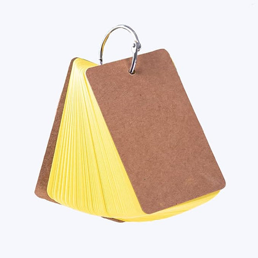 Flash Cards, 1Pcs 50 Sheets Mini Blank Study Cards Revision Cards Index Cards with Binder Ring for School Learning Memory Study Note (Yellow)
