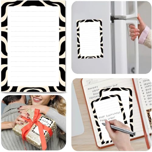 2 Pack Lined Sticky Notes 4x6 in, Cute Self-Stick Notepads with Lines, Large Memo Pads Strong Adhesive for Office, Home Black White Curve Line