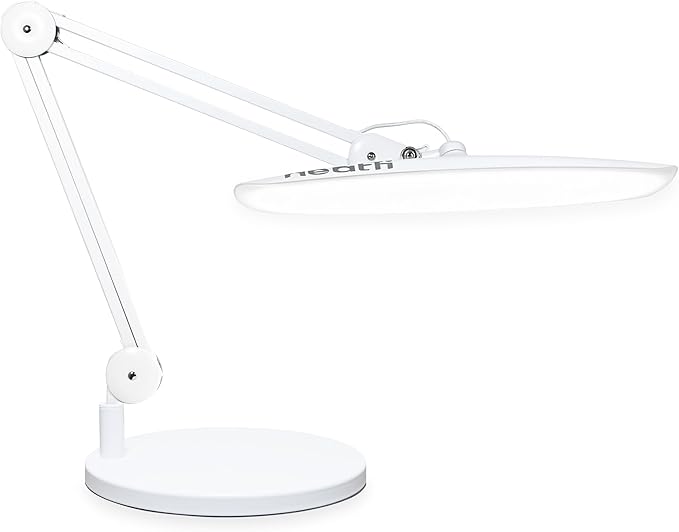 Neatfi XL 2200 Lumens 24W LED Desk Lamp - 4-Level Dimmable Task Light | Home Office, Crafts & Workbench | 20-Inch Wide Head (White, Non-CCT with Base)