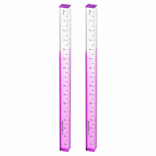 HARFINGTON 2pcs Acrylic Clear Straight Rulers 15cm Metric Transparent Gradient Three-Dimensional Plastic Ruler Square Cube Measuring Tool for Classroom Office, Purple