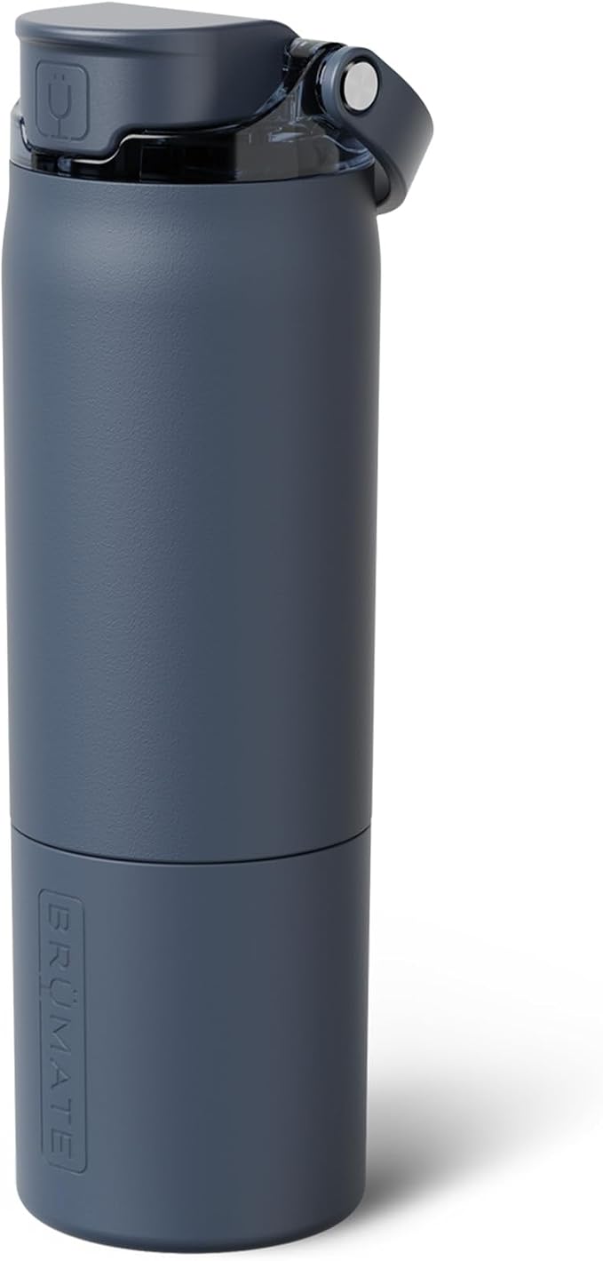 BrüMate Rise 25oz Water Bottle With 100% Leakproof Covered Silicone Straw | Insulated Stainless Steel Water Bottle | Cup-Holder Friendly | Fast Flow | Soft Sip Spout | BPA-Free (Nightfall Blue)