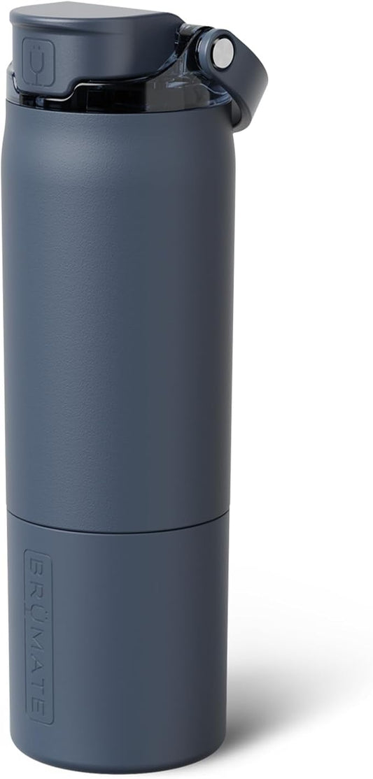 BrüMate Rise 25oz Water Bottle With 100% Leakproof Covered Silicone Straw | Insulated Stainless Steel Water Bottle | Cup-Holder Friendly | Fast Flow | Soft Sip Spout | BPA-Free (Nightfall Blue)