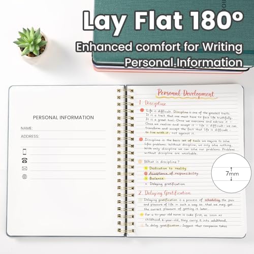 Spiral Notebook - 8.5 x 10.98 Inch Large Hard Cover Notebook with Elastic Band & Pocket, 180 Pages, Lay Flat Wirebound Journal for Work, School, Planning & Note Taking Black