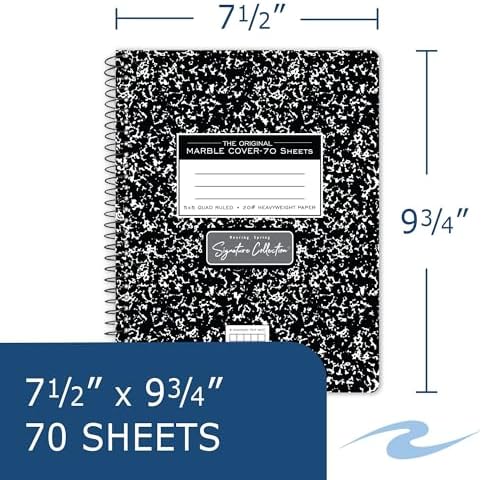 ROARING SPRING Signature Collection Composition Spiral Notebook, Hardcover, Graph Grid Rule, 20# Premium Paper, 70 Perforated Sheets, 9.75" x 7.5", Made in USA