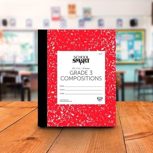School Smart Skip-A-Line Ruled Composition Book, Grade 3, Red, 48 Pages - 085297