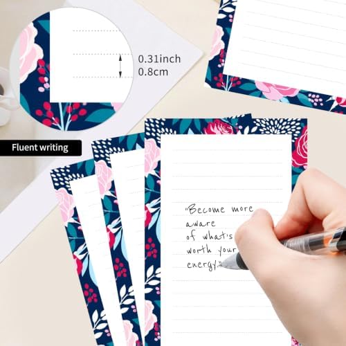 2 Pack Lined Sticky Notes 4x6 in, Cute Self-Stick Notepads with Lines, Large Memo Pads Strong Adhesive for Office, Home Blue Cute Flowers
