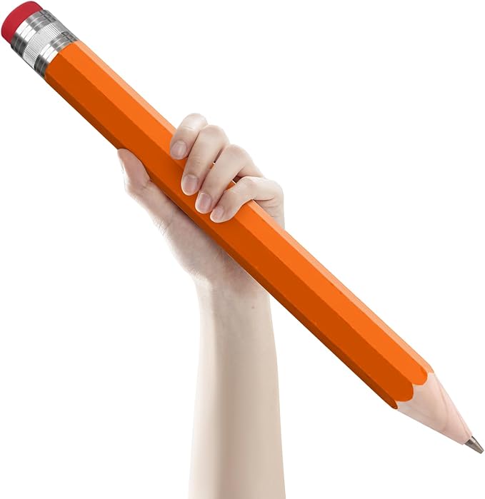 Wooden Jumbo Pencil for Prop Gifts Decor 14 Inch Funny Big Novelty Pencil with Cap Orange