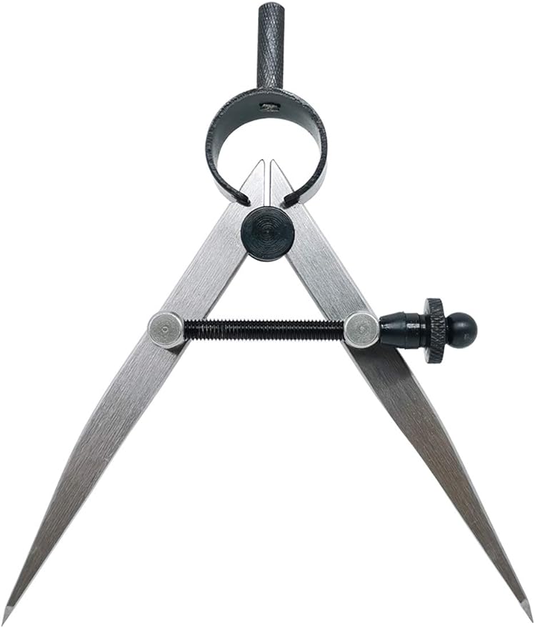 4 Inch Professional Leather Compass, Precision Spring Wing Divider/Scriber, Metal Compass for Woodworking, Metalworking