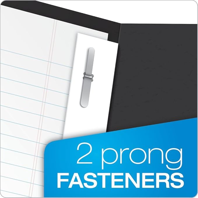 Oxford Two-Pocket Folders with Fasteners | Black | Letter Size | 25 per Box, Pack of 5