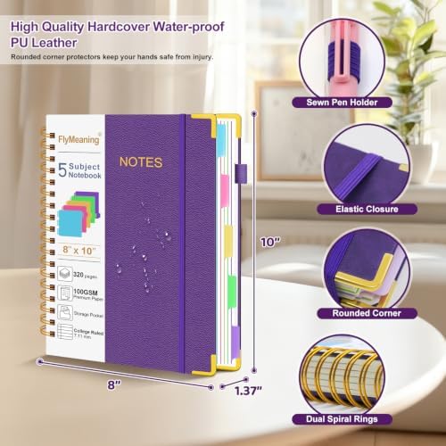 Hardcover Spiral Notebook Journal with Removable Dividers Tabs