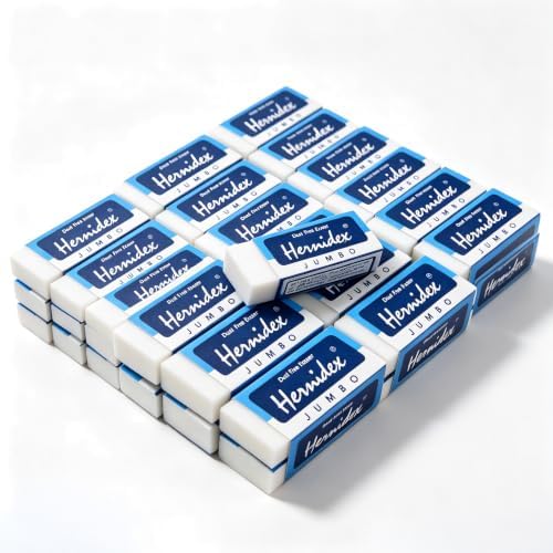 Dust Free Eraser, White,Black Pack of 20
