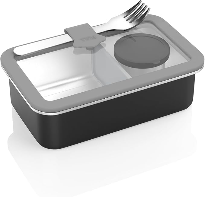 Bakpoco Stainless Steel Bento Box for Kid, 33oz Leak-Proof Lunch Box Containers with Adjustable Divider, Microwave-Safe, Metal Lunchbox for School Travel