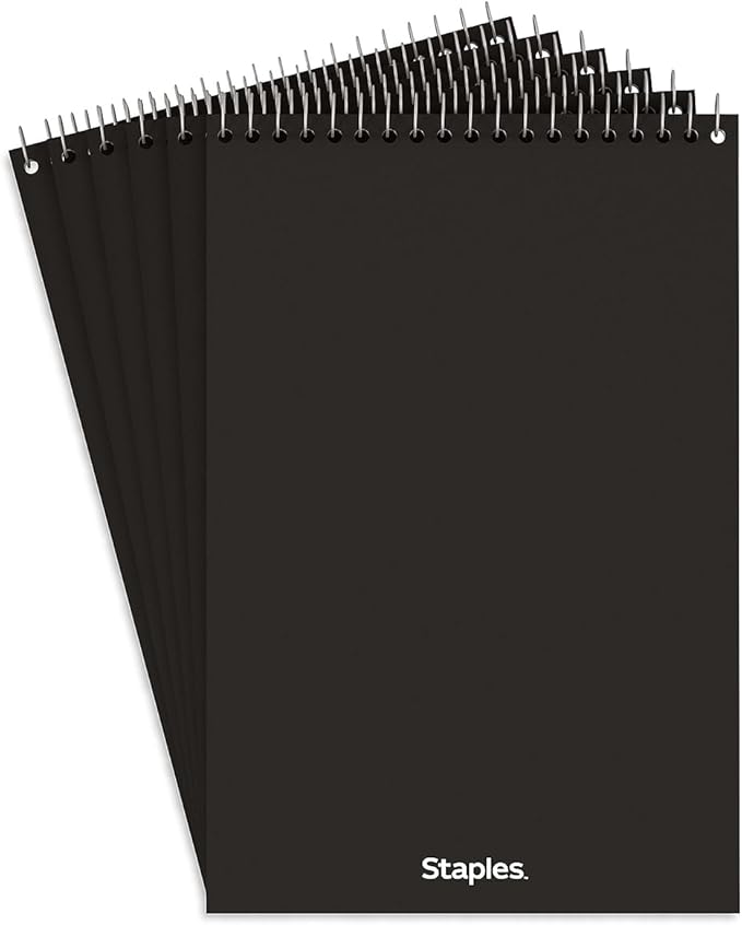 STAPLES Steno Pads, 6” x 9”, Graph Ruled, Cardstock Cover, 80 Sheets/Pad, 6‑Pack
