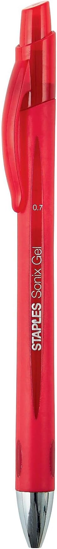 STAPLES Sonix Retractable Gel Pens, Medium Point, Red Ink, 36/Carton | Retractable gel pens for everyday writing tasks