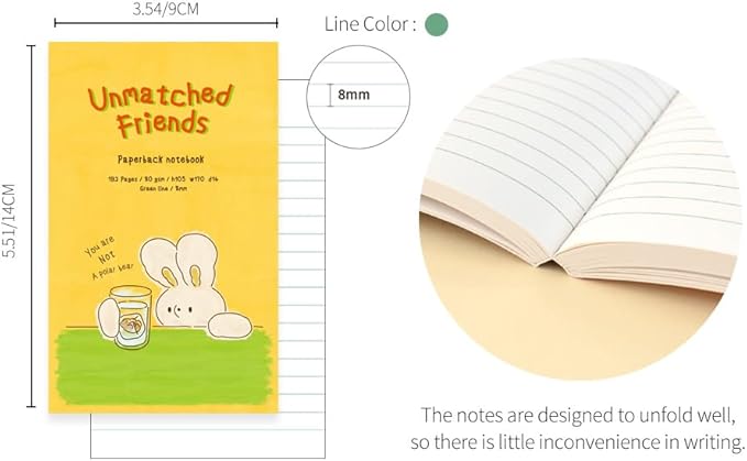 Monolike Unmatched Friends Paperback Line Notebook - 04. Polar bear_Design note, Mini note, Simple note, Notebook, 192 Pages, 4.13x6.69