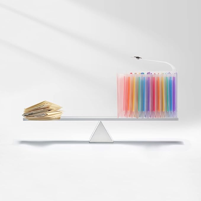Uquelic Stand Receipt Organizer Folder - 13 Pockets Expanding Accordion Coupon Organizer, Envelope Organizer, Rainbow Large Capacity Sticker Organizer, Small Envelope Organizer with Label, 10 x 5 inch