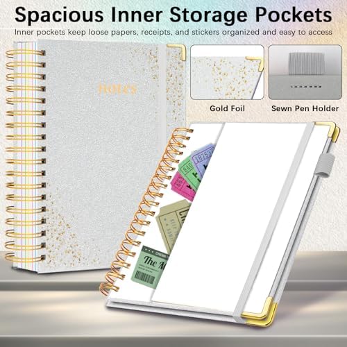 Hardcover Spiral Notebook with Tabs & Dividers, 8"x10" 5 Subject