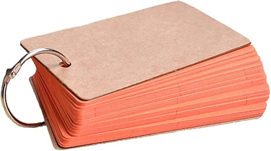 Revision Study Cards, Mini Index Cards, Blank Flash Cards with Binder Ring, Memo Scratch Pads Bookmark DIY Greeting Card, 9cm x 5.5cm, 50 Sheets/Pack - Orange