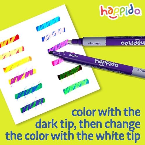 Happido Double-Sided Color Changing Markers for Kids, Set of 12