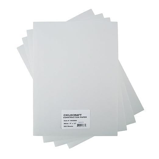 Childcraft Construction Paper,9 x 12 Inches,White,500 Sheets,(Pack of 3000)