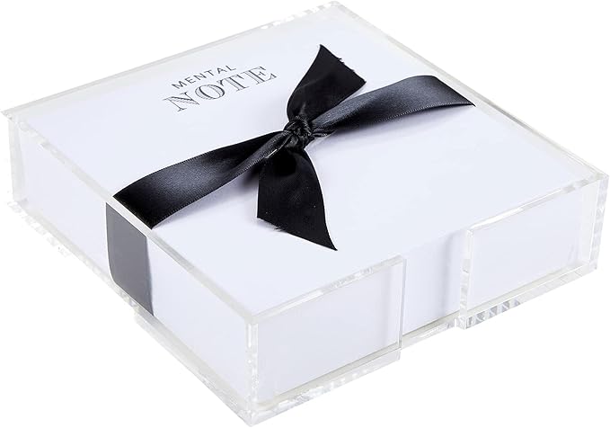 Santa Barbara Design Square Acrylic Notepaper Holder with 125 Sheets Heavyweight Paper, 6.5", Mental Note