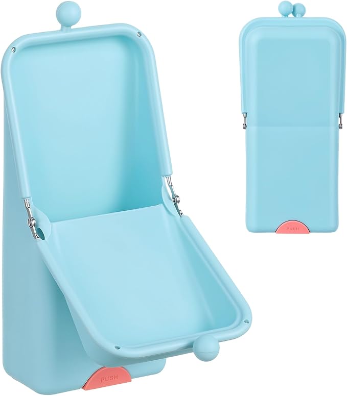 Kacctyen Makeup Brush Case Silicone Standing Makeup Brush Holder,Blue | Silicone Make up Travel Bag with Suction Portable Cosmetic Organizer Phone Stand Pouch for Travel Home Back to School Use